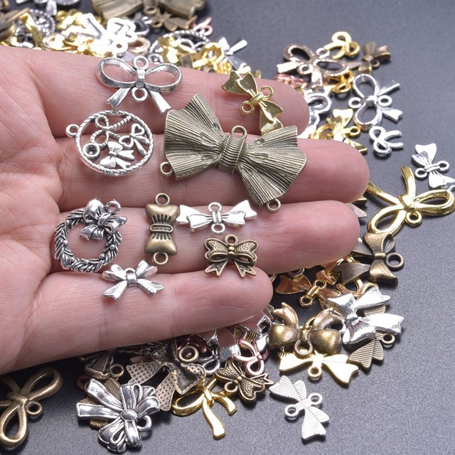 20/30pcs Mixed Bow Charms Bowknot Antique Bronze Color Charms